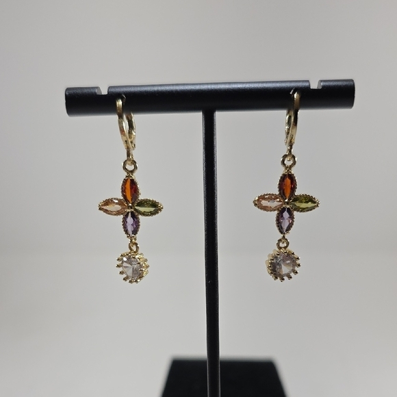 Jewelry - Elegant Multicolor Gemstone Drop Earrings